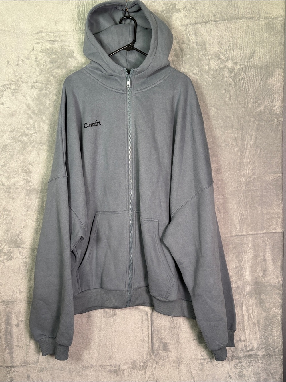 NWOT New Comfrt Gray Blue Cloud Zip Hoodie Size 3XL